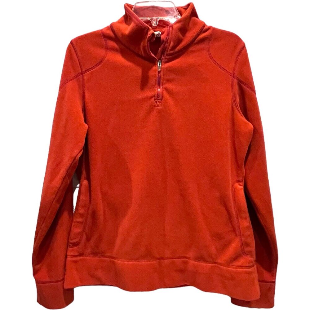Title Nine Womens Fleece Medium Orange Mock Neck 1/4 Zip Sweatshirt Active golf